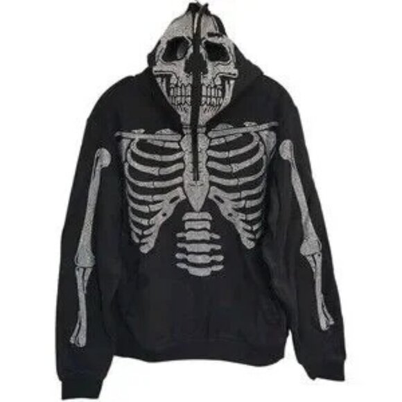 Guapi Men's Skeleton Rhinestone Hoodie Black Limited Editions Size S NWT (JB) - Picture 1 of 14